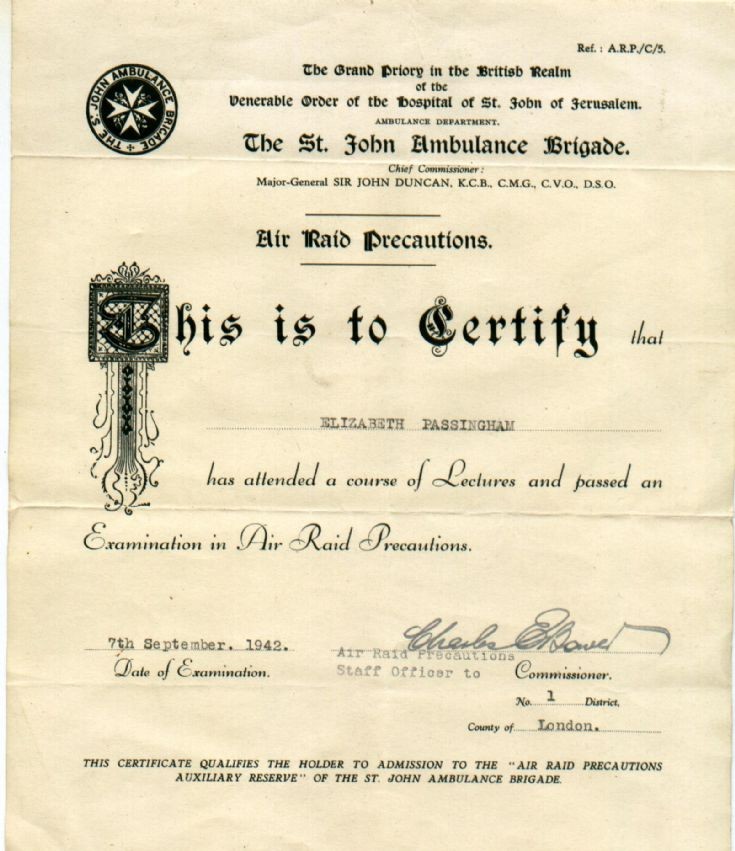 Air Raid Precautions certificate