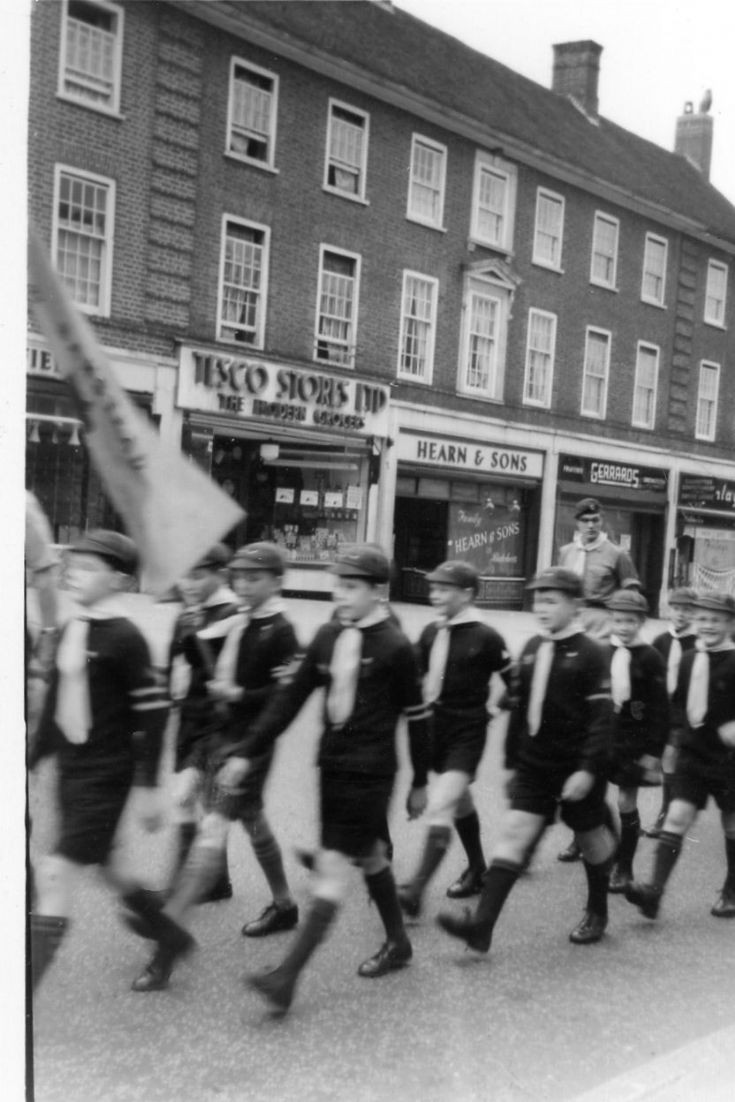 Cub Scouts marching in Banstead  High St 1950s