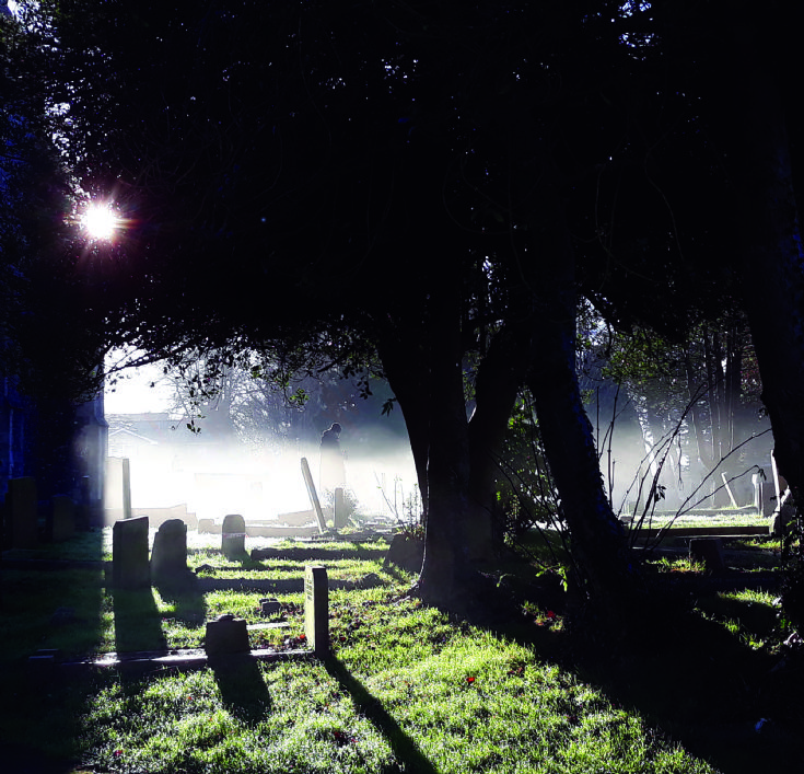 All Saints churchyard on a misty January morning